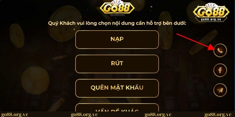 Liên hệ 1 Giới thiệu hình thức hỗ trợ qua kênh hotline tại GO88